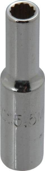 Proto - 1/4" Drive, Deep Hand Socket - 12 Points, 1-15/16" OAL, Chrome Finish - Exact Tool & Supply