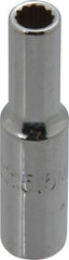 Proto - 1/4" Drive, Deep Hand Socket - 12 Points, 1-15/16" OAL, Chrome Finish - Exact Tool & Supply