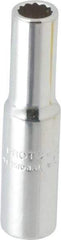 Proto - 1/4" Drive, Deep Hand Socket - 12 Points, 1-15/16" OAL, Chrome Finish - Exact Tool & Supply