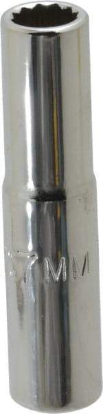Proto - 1/4" Drive, Deep Hand Socket - 12 Points, 1-15/16" OAL, Chrome Finish - Exact Tool & Supply