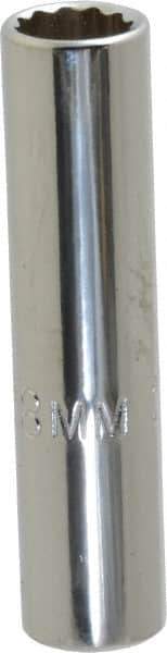 Proto - 1/4" Drive, Deep Hand Socket - 12 Points, 1-15/16" OAL, Chrome Vanadium, Chrome Finish - Exact Tool & Supply