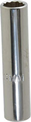 Proto - 1/4" Drive, Deep Hand Socket - 12 Points, 1-15/16" OAL, Chrome Vanadium, Chrome Finish - Exact Tool & Supply