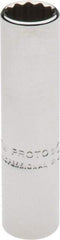 Proto - 1/4" Drive, Deep Hand Socket - 12 Points, 1-15/16" OAL, Chrome Finish - Exact Tool & Supply