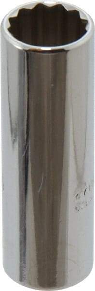 Proto - 1/4" Drive, Deep Hand Socket - 12 Points, 1-15/16" OAL, Chrome Finish - Exact Tool & Supply