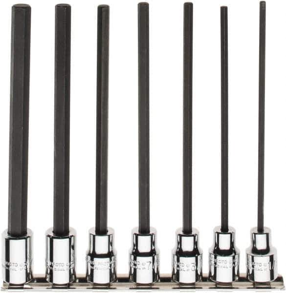 Proto - 7 Piece 3/8" Drive Inch Hex Bit Socket Set - 1/8 to 3/8" Hex - Exact Tool & Supply