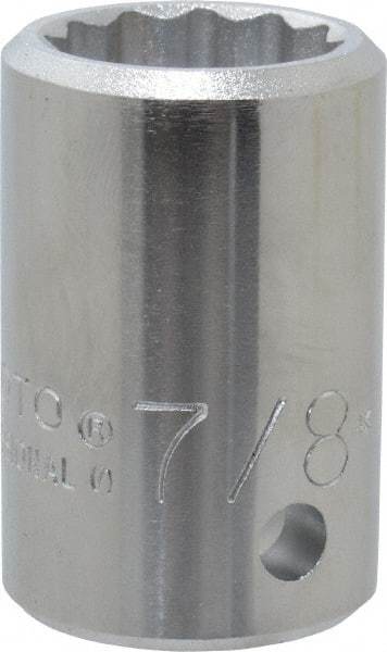 Proto - 7/8", 3/4" Drive, Standard Hand Socket - 12 Points, 2" OAL, Chrome Finish - Exact Tool & Supply