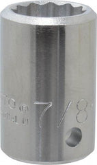 Proto - 7/8", 3/4" Drive, Standard Hand Socket - 12 Points, 2" OAL, Chrome Finish - Exact Tool & Supply