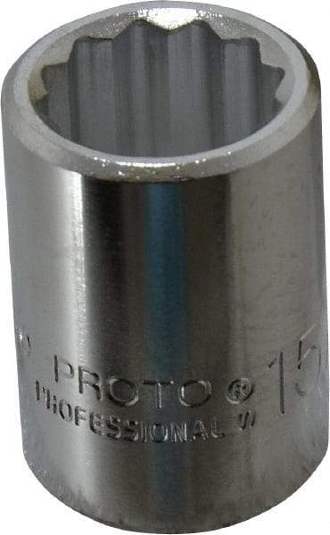 Proto - 15/16", 3/4" Drive, Standard Hand Socket - 12 Points, 2" OAL, Chrome Finish - Exact Tool & Supply