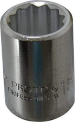 Proto - 15/16", 3/4" Drive, Standard Hand Socket - 12 Points, 2" OAL, Chrome Finish - Exact Tool & Supply