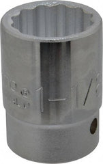 Proto - 1-1/8", 3/4" Drive, Standard Hand Socket - 12 Points, 2-7/32" OAL, Chrome Finish - Exact Tool & Supply