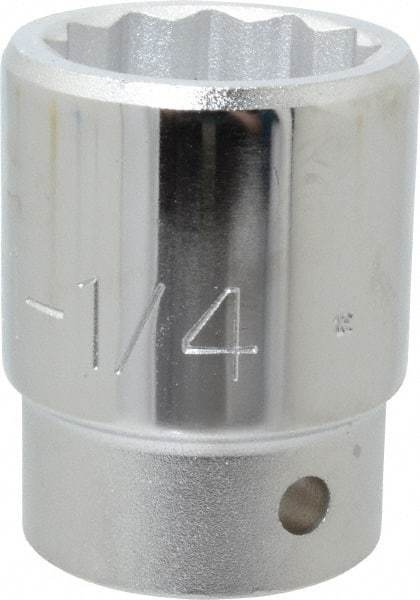Proto - 1-1/4", 3/4" Drive, Standard Hand Socket - 12 Points, 2-15/64" OAL, Chrome Finish - Exact Tool & Supply
