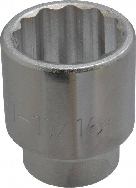 Proto - 1-11/16", 3/4" Drive, Standard Hand Socket - 12 Points, 2-3/4" OAL, Chrome Finish - Exact Tool & Supply