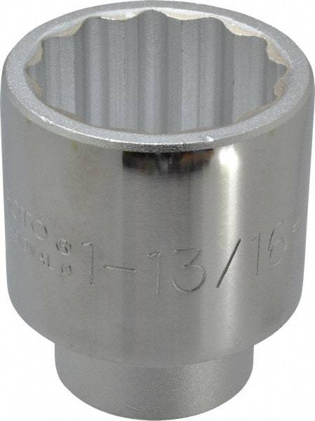 Proto - 1-13/16", 3/4" Drive, Standard Hand Socket - 12 Points, 2-29/32" OAL, Chrome Finish - Exact Tool & Supply