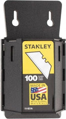 Stanley - 100 Piece Carbon Steel Utility Knife Blade - 2-7/16" OAL, 0.024" Blade Thickness - Exact Tool & Supply