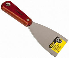 Stanley - Stiff Steel 1-Edge Scraper - 3" Blade Width x 3-5/8" Blade Length, 3-7/8" Long Hardwood Handle - Exact Tool & Supply