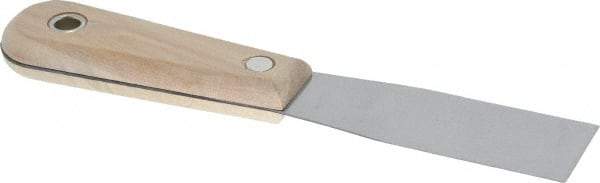 Stanley - 1-1/4" Wide Steel Putty Knife - Flexible, Hardwood Handle, 7-1/2" OAL - Exact Tool & Supply
