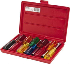Proto - 11 Piece 3/16 to 5/8" Nutdriver Set - Solid Shaft, Color Coded Handle - Exact Tool & Supply