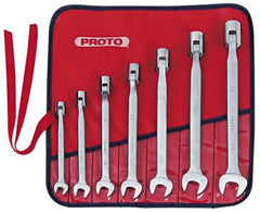Proto - 7 Piece, 3/8" to 3/4", 12 Point Flex Head Combination Wrench Set - Inch Measurement Standard, Satin Finish, Comes in Nylon Roll - Exact Tool & Supply