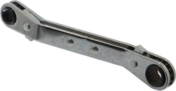Proto - 1/4" x 5/16" 12 Point Reversible Ratcheting Offset Box Wrench - Double End, 4-1/8" OAL, Steel, 25° Offset - Exact Tool & Supply