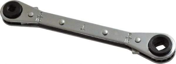 Proto - 1/4" & 3/16" Sq x 3/8" & 5/16" Sq 4 Point 4 in 1 Reversible Ratcheting Box Wrench - Double End, 5-1/2" OAL, Steel - Exact Tool & Supply