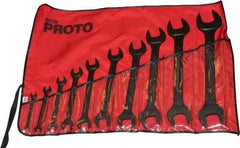 Proto - 10 Piece, 5/16" x 3/8" to 1-1/2" x 1-5/8", Open End Wrench Set - Inch Measurement Standard, Black Oxide Finish, Comes in Nylon Roll - Exact Tool & Supply