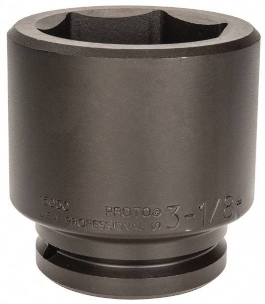 Proto - 1-1/2" Drive 3-1/8" Standard Impact Socket - 6 Points, 4-5/8" OAL - Exact Tool & Supply