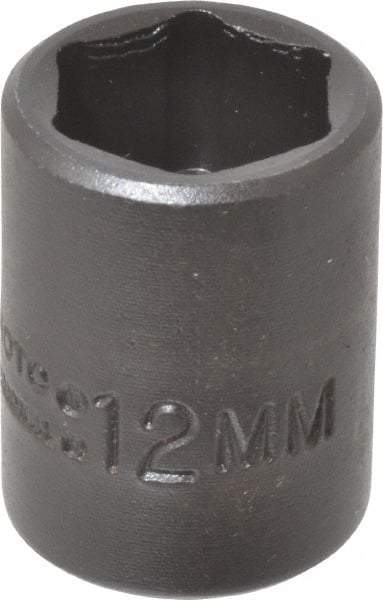 Proto - 1/4" Drive 12mm Standard Impact Socket - 6 Points, 7/8" OAL - Exact Tool & Supply