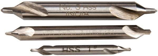Sherline - 3 Piece, #1 to 3, 1/8 to 1/4" Body Diam, 3/64 to 7/64" Point Diam, Plain Edge, High Speed Steel Combo Drill & Countersink Set - Double End - Exact Tool & Supply