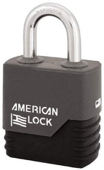 American Lock - 1-1/8" Shackle Clearance, Keyed Different Padlock with Weather Cover - 5/16" Shackle Diam, Steel - Exact Tool & Supply