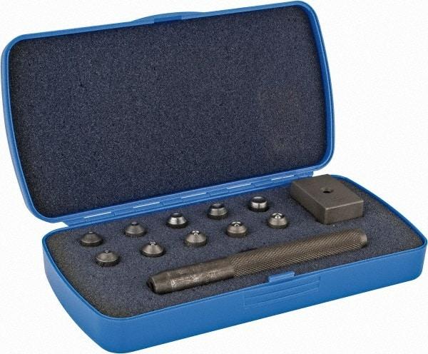 US Airtool - 1/16 to 3/16" Hand Flaring Kit - Adapto Kit for Semi-Tubular Rivets - Exact Tool & Supply