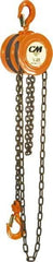 CM - 4,000 Lb Lifting Capacity, 15' Lift Height, Hand Hoist - Made from Chain, 80' Overhaul to Lift 1', 82 Lb Avg Pull to Lift Rated Load, 1 Chain - Exact Tool & Supply