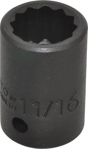Proto - 1/2" Drive 11/16" Standard Impact Socket - 12 Points, 1-1/2" OAL - Exact Tool & Supply