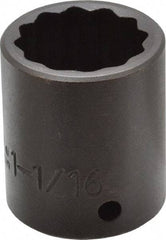 Proto - 1/2" Drive 1-1/16" Standard Impact Socket - 12 Points, 1-3/4" OAL - Exact Tool & Supply