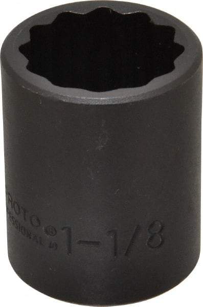 Proto - 1/2" Drive 1-1/8" Standard Impact Socket - 12 Points, 2" OAL - Exact Tool & Supply