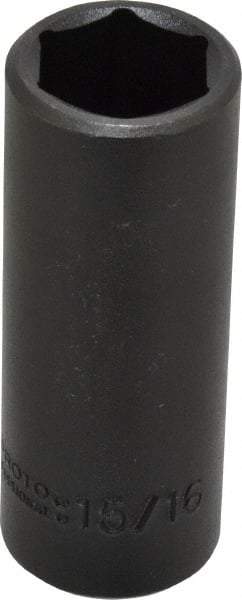 Proto - 1/2" Drive 15/16" Deep Impact Socket - 6 Points, 3-1/2" OAL - Exact Tool & Supply