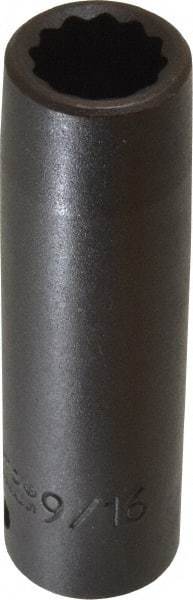Proto - 1/2" Drive 9/16" Deep Impact Socket - 12 Points, 3-1/4" OAL - Exact Tool & Supply