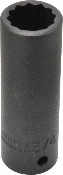 Proto - 1/2" Drive 3/4" Deep Impact Socket - 12 Points, 3-1/4" OAL - Exact Tool & Supply