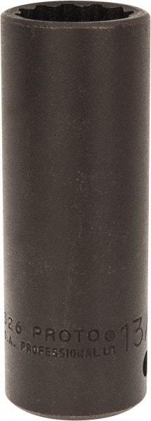 Proto - 1/2" Drive 13/16" Deep Impact Socket - 12 Points, 3-1/4" OAL - Exact Tool & Supply
