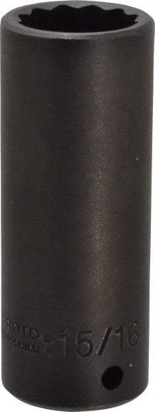 Proto - 1/2" Drive 15/16" Deep Impact Socket - 12 Points, 3-1/2" OAL - Exact Tool & Supply