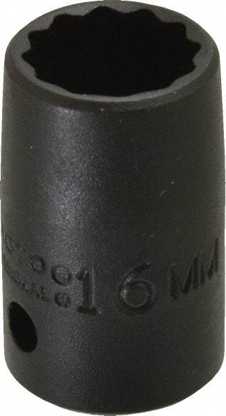 Proto - 1/2" Drive 16mm Standard Impact Socket - 12 Points, 1-1/2" OAL - Exact Tool & Supply