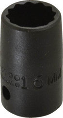 Proto - 1/2" Drive 16mm Standard Impact Socket - 12 Points, 1-1/2" OAL - Exact Tool & Supply