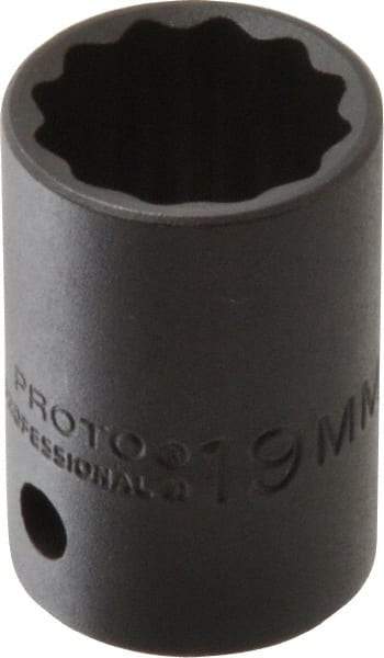 Proto - 1/2" Drive 19mm Standard Impact Socket - 12 Points, 1-1/2" OAL - Exact Tool & Supply