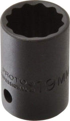 Proto - 1/2" Drive 19mm Standard Impact Socket - 12 Points, 1-1/2" OAL - Exact Tool & Supply