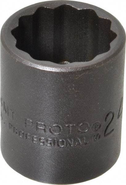 Proto - 1/2" Drive 24mm Standard Impact Socket - 12 Points, 1-1/2" OAL - Exact Tool & Supply