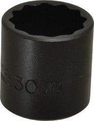 Proto - 1/2" Drive 30mm Standard Impact Socket - 12 Points, 2" OAL - Exact Tool & Supply