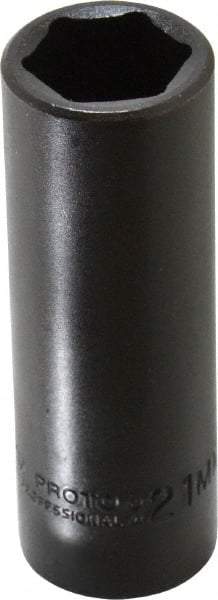 Proto - 1/2" Drive 21mm Deep Impact Socket - 6 Points, 3-1/4" OAL - Exact Tool & Supply