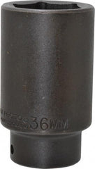 Proto - 1/2" Drive 36mm Deep Impact Socket - 6 Points, 3-1/2" OAL - Exact Tool & Supply