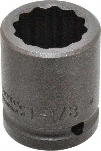 Proto - 3/4" Drive 1-1/8" Standard Impact Socket - 12 Points, 2-3/16" OAL - Exact Tool & Supply