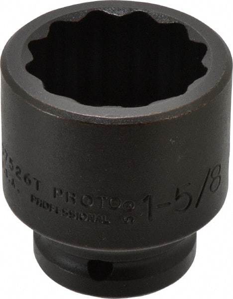 Proto - 3/4" Drive 1-5/8" Standard Impact Socket - 12 Points, 2-7/16" OAL - Exact Tool & Supply