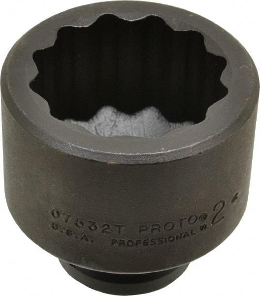 Proto - 3/4" Drive 2" Standard Impact Socket - 12 Points, 2-13/16" OAL - Exact Tool & Supply